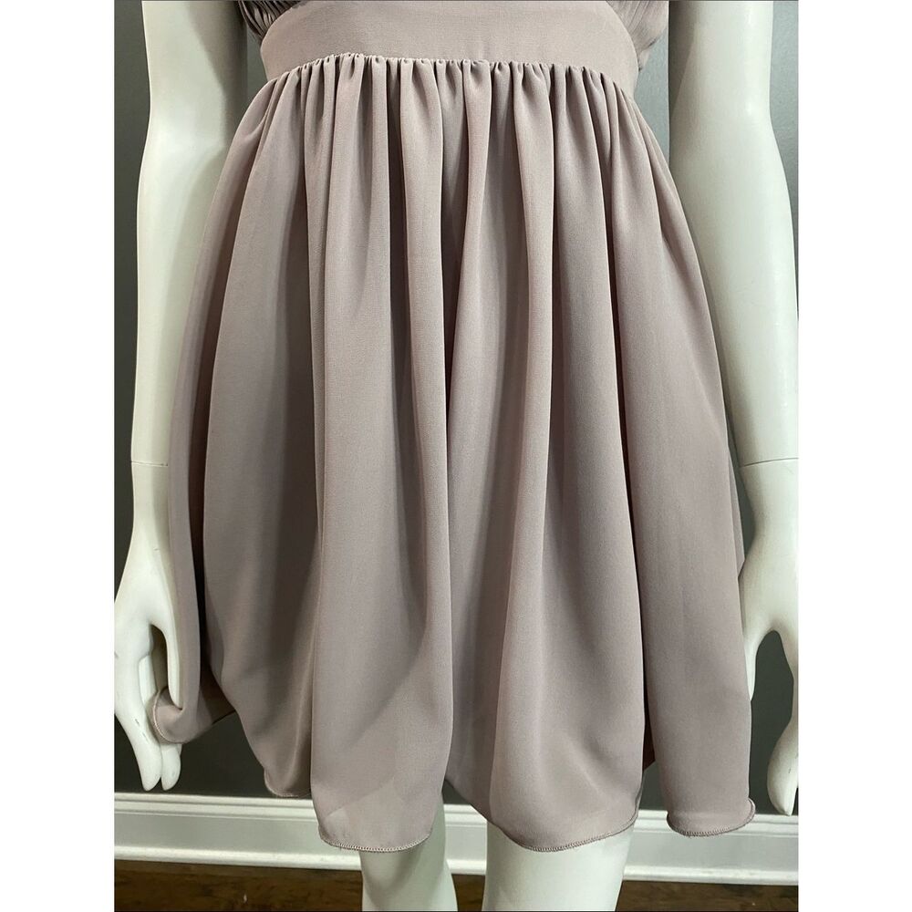 MM Couture One-Shoulder Pleated Chiffon Dress in Mauve Size XS - Picture 3 of 11
